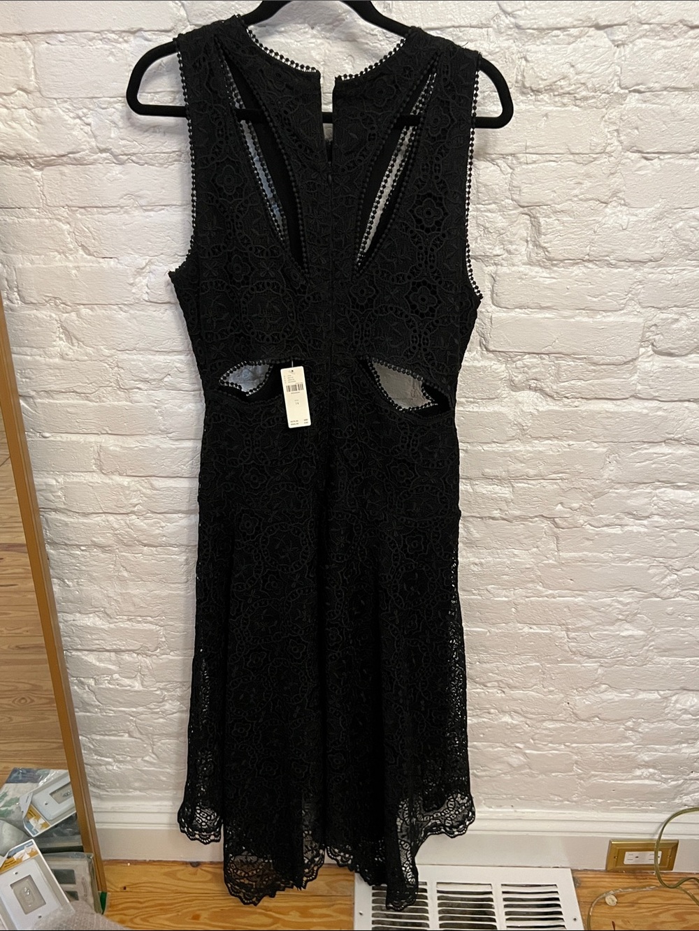 Anthropologie Black Lace High-Low Midi Dress - Picture 7 of 7